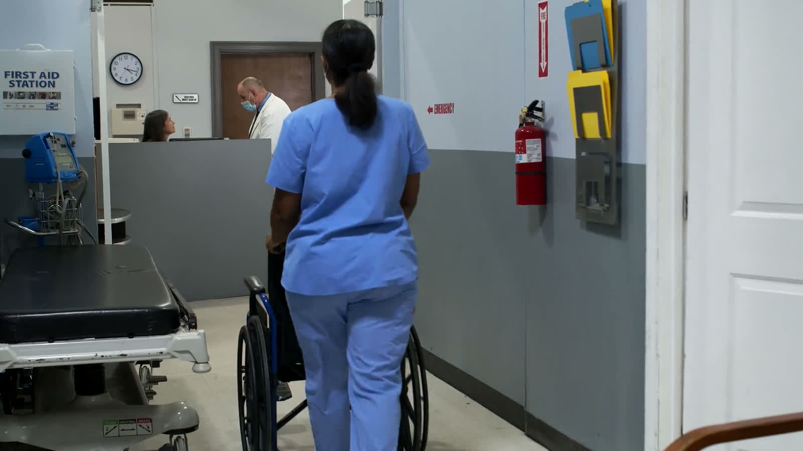 Healthcare team in a hospital care area